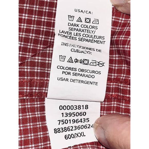 Chaps Shirt 2XL Red and White Check Pocket Button Down Long Sleeve Mens Crest - Picture 11 of 12